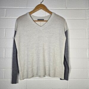 Icebreaker 100% Wool Sweater Grey Colorblock Winter Cozy Soft Oversized Small